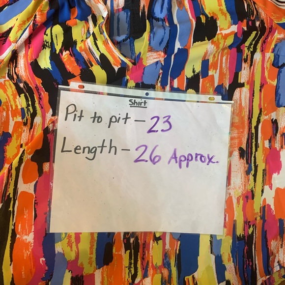 New York & Company Blouse Large Multicolor Brushstroke Abstract Colorful - Picture 5 of 8